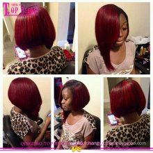 Populaire bob style 100% brésilienne vierge cheveux humains perruque de cheveux humains court bob dentelle avant perruque pour les femmes noires